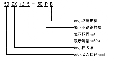 ZX型自吸泵型號意義