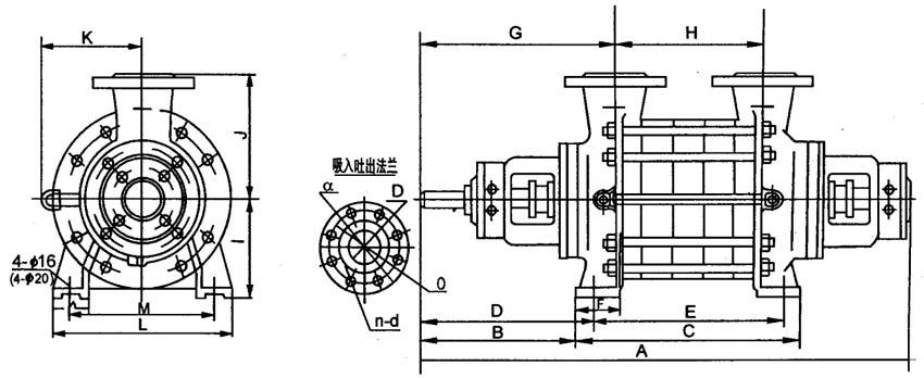 2.5GC-3.5、4GCGC型臥式多級(jí)離心泵外型尺寸圖